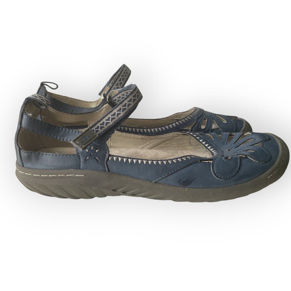 JBU By Jambu Denim Blue Cutout Flower Agatha Mary Jane Shoes Womens sz 9.5 EUC